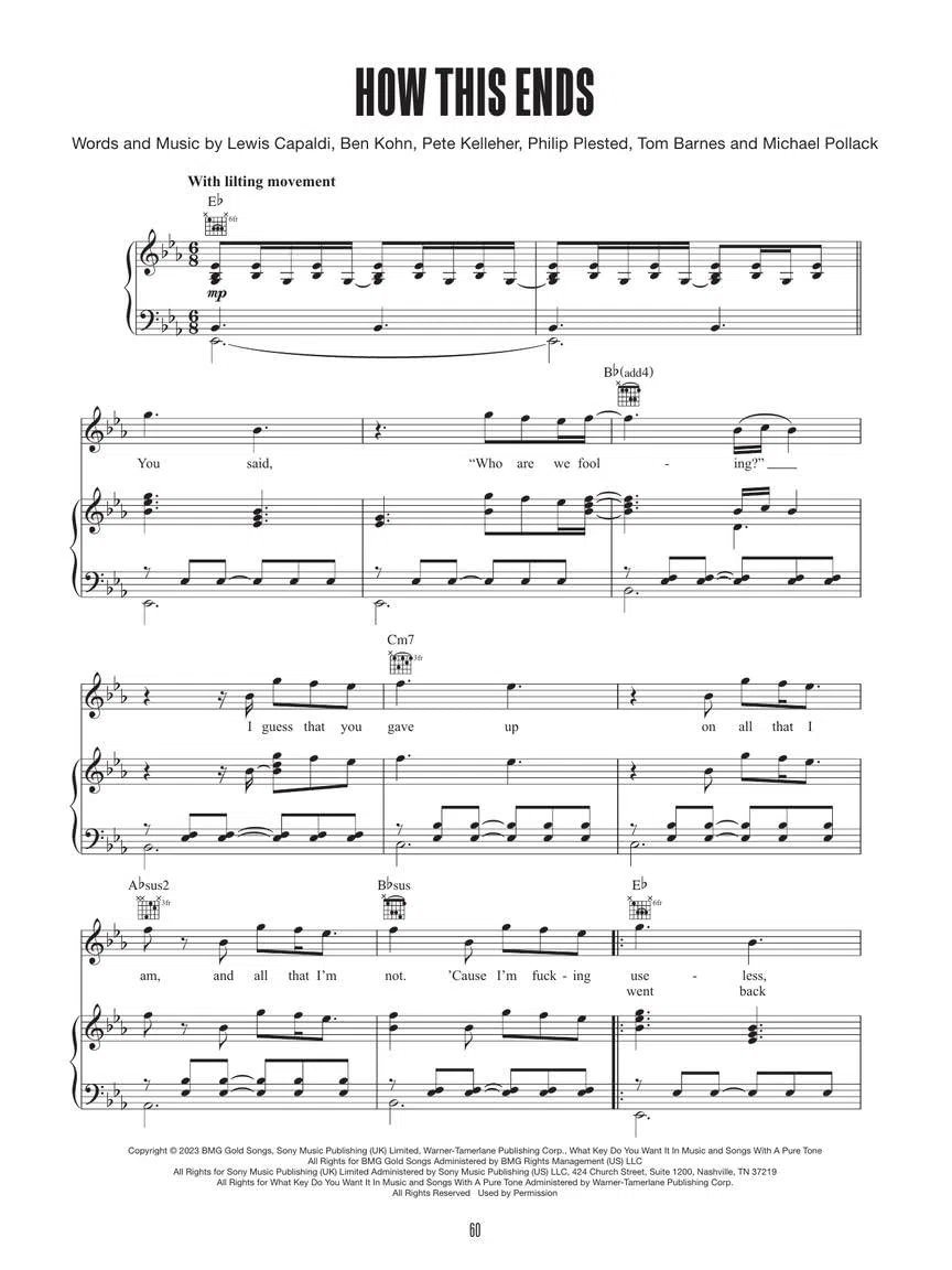 Broken by Desire to Be Heavenly Sent: Piano / Vocal / Guitar (Lewis Capaldi)