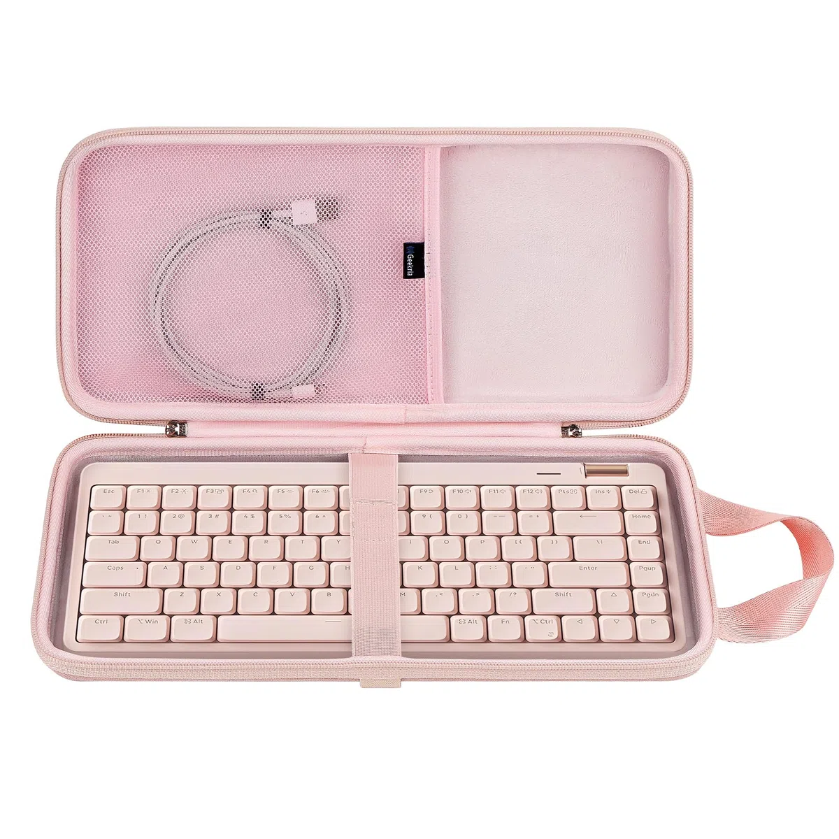 GEEKRIA Slim Tastaturhülle, kompatibel mit Nuphy Air75 V3, Logitech MX Mechanical Mini, MelGeek O2, LOFREE Flow84/Flow Lite 84, 84 Tasten Hartschalen-Reisetasche (Pink)