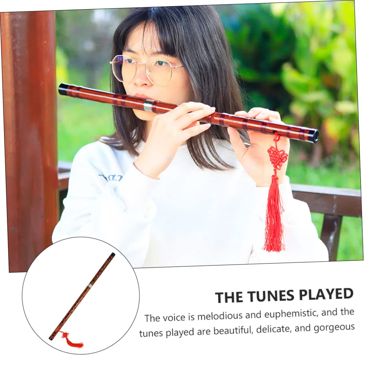 ibasenice Bambusflöte Traditionell Handgefertigt Chinesisches Musikinstrument mit Membranenschutz für Anfänger und Studenten