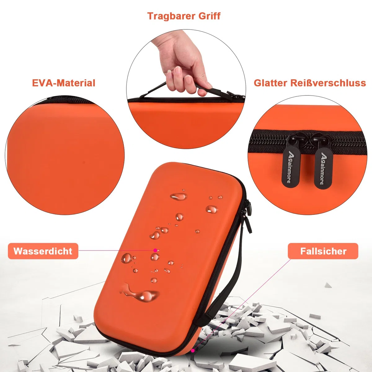 Kabelloses Mikrofongehäuse Kompatibel mit JBL Wireless Two Mikrofon System, Handheld Dual Mic Reisetasche zum Singen oder Karaoke für Empfänger, Adapter, AA Batterien-Schwarz (Nur Box) (orange)