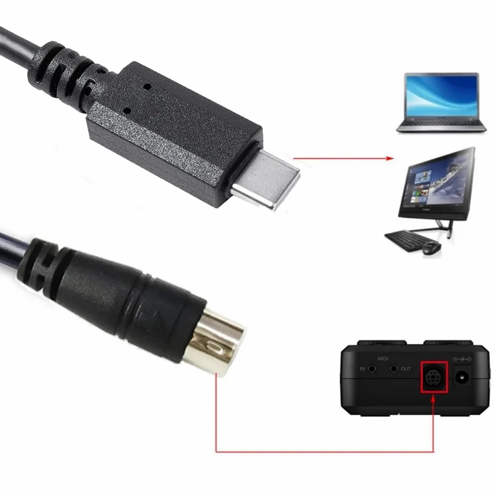Youtang USB-C auf Mini-Din 7-poliger Stecker Kabel für IK Multimedia iRig-Serie, kompatibel mit HD, HD-A, Keys, I/O 25, I/O49, MIDI 2, Pro, Pro Duo, Pro Duo I/O, Pro I/O, Stream (USB-C auf Min Din, 10