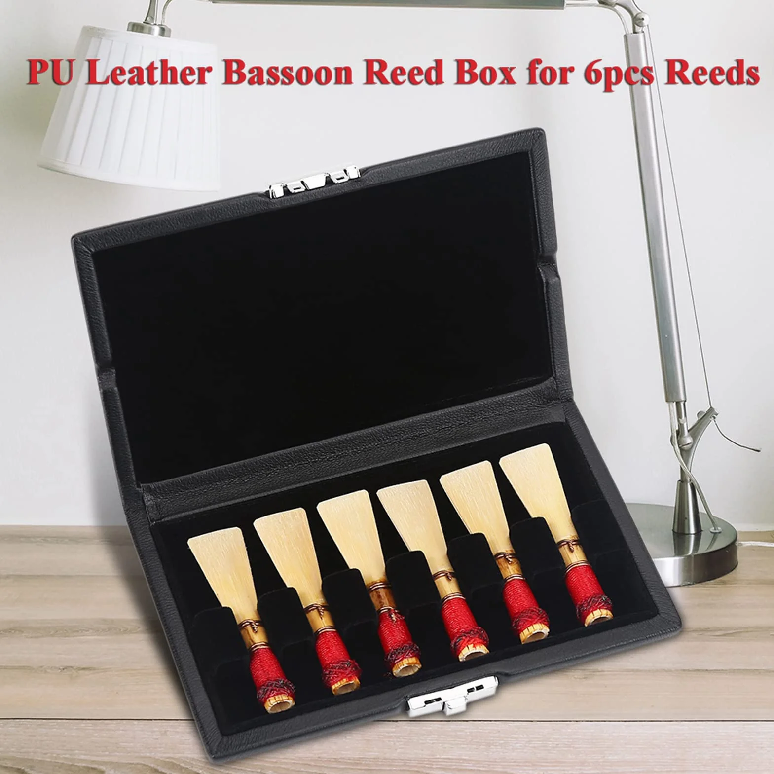 Tyenaza Stilvolles Etui Für Fagottrohre, Elegante Box aus Schwarzem PU-Leder, Rohrbehälter Mit Großzügigen Schlitzen, Zubehör Für Musikinstrumente