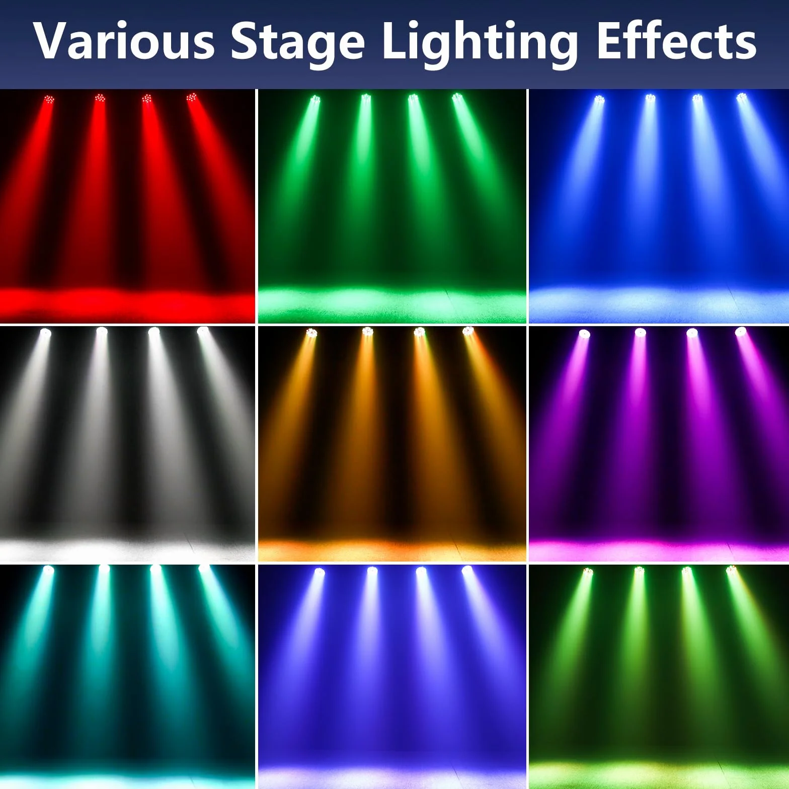 4PCS RGB LED Par D-MX, 36W Bühnenlicht Strahler mit Fernbedienung und 4 Steuermodi, Disco Beleuchtung für Weihnachten Halloween Disco Show Konzerte Party