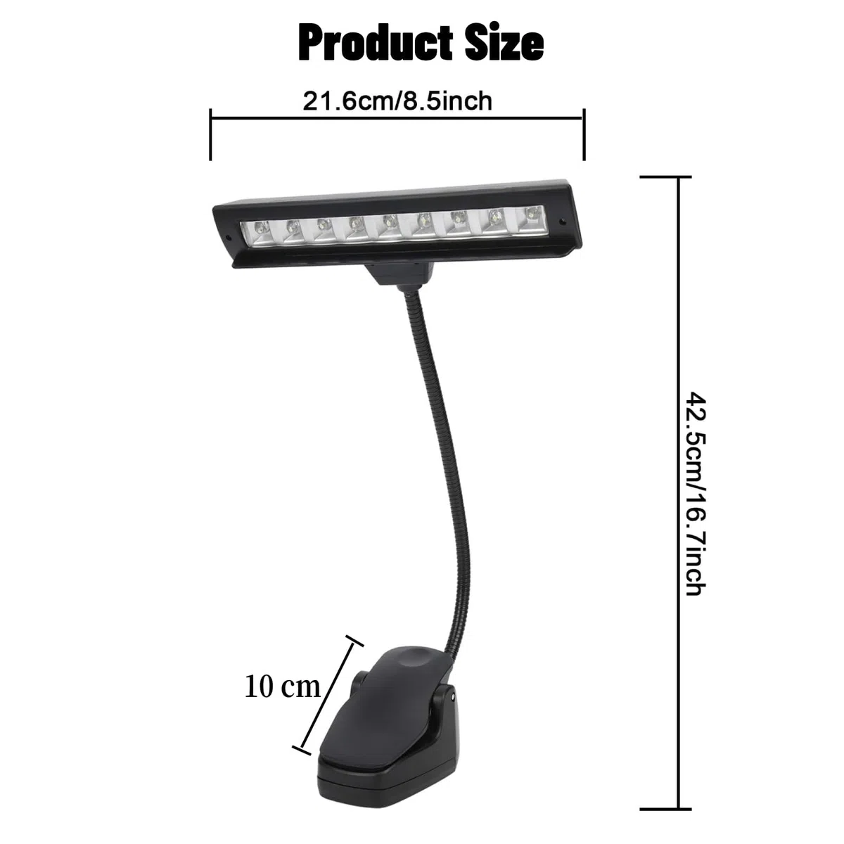 LiebeWH Notenpultleuchte LED Clip-On Notenpultleuchte Verstellbarer Hals Professionelle USB-Notenpultlampe