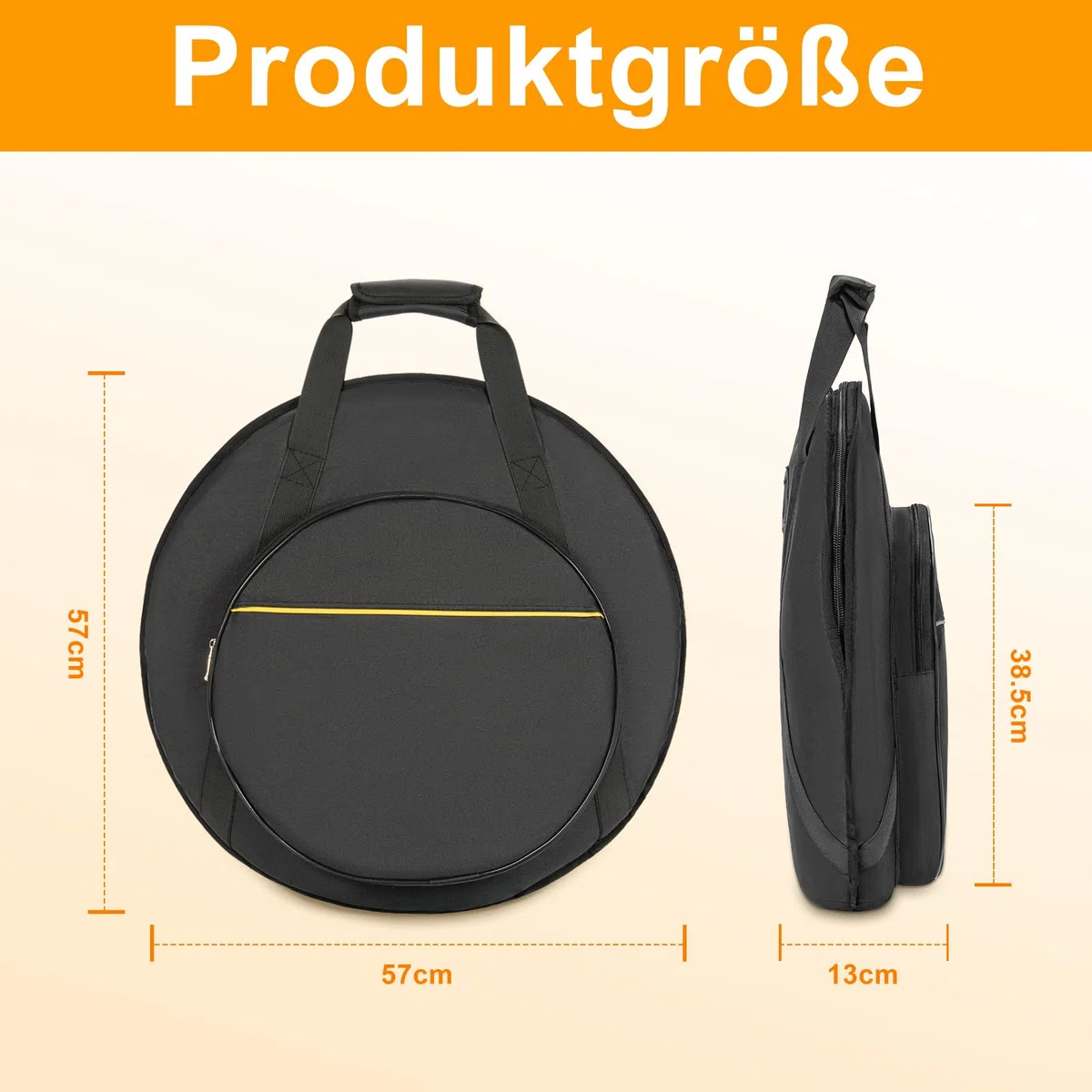 OUUTMEE 22" Beckentasche 600D Wasserdichtes Oxford-Gewebe Cymbalbag mit Gepolsterter Trennwand Platz für 5 Raobao,15" Außentasche, mit Komfortabler Tragegriff,Schwarz