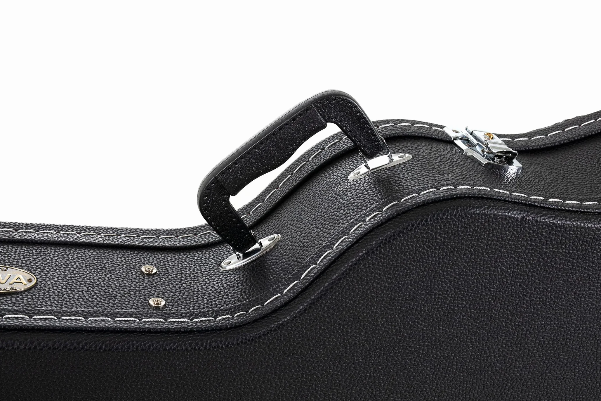 GEWA Gitarrenetui ES335 Semi Akustik Flat Top Economy - Holzkern - flacher Deckel - mattschwarzer Kunstlederbezug - verchromte Schlösser - Zubehörfach - innen schwarzer Samt - Kunststoff-Griff