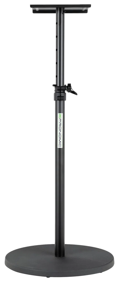 Pronomic SLS-128 BK Studio Monitor Stativ - Boxenständer für Studiomonitor - Ständer mit stabilem Rundsockel - Lautsprecherständer verstellbar von 75-123,5 cm - Ablagefläche 23 x 23 cm - Schwarz