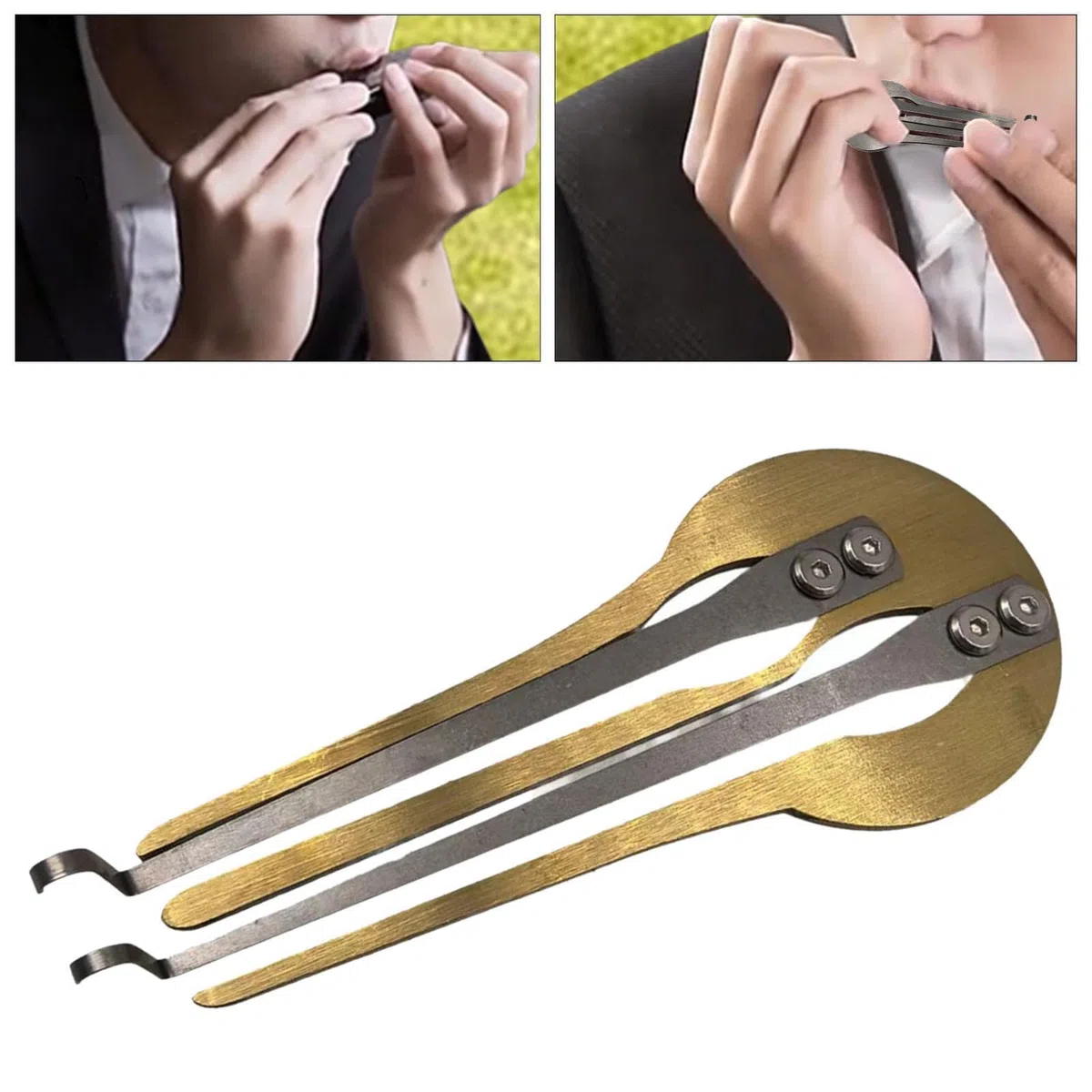 Amagogo Russische Maultrommel, Jägerharf, Tragbare Maultrommel, Kreatives, Tragbares und zu Spielendes Ethnisches Volksmusikinstrument für Anfänger, Erwachsene, Gold