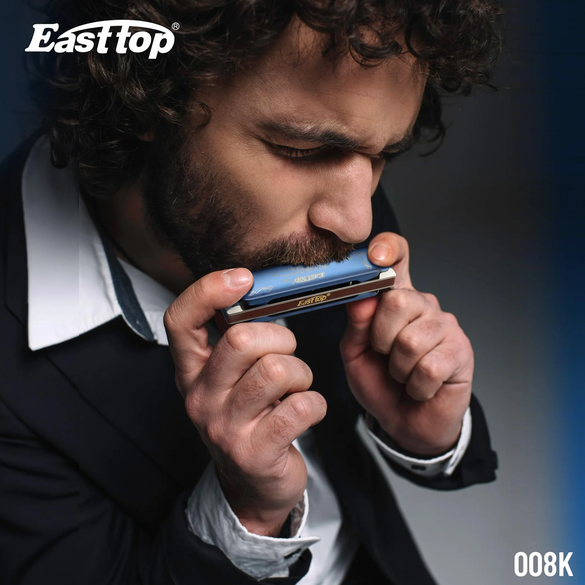 East Top Mundharmonika C 10 Loch 20 Töne mit blauem Gehäuse, Diatonische Blues Mundharmonikas blau Für professionelle Spieler, Anfänger, Studenten, Erwachsene, als Geschenk