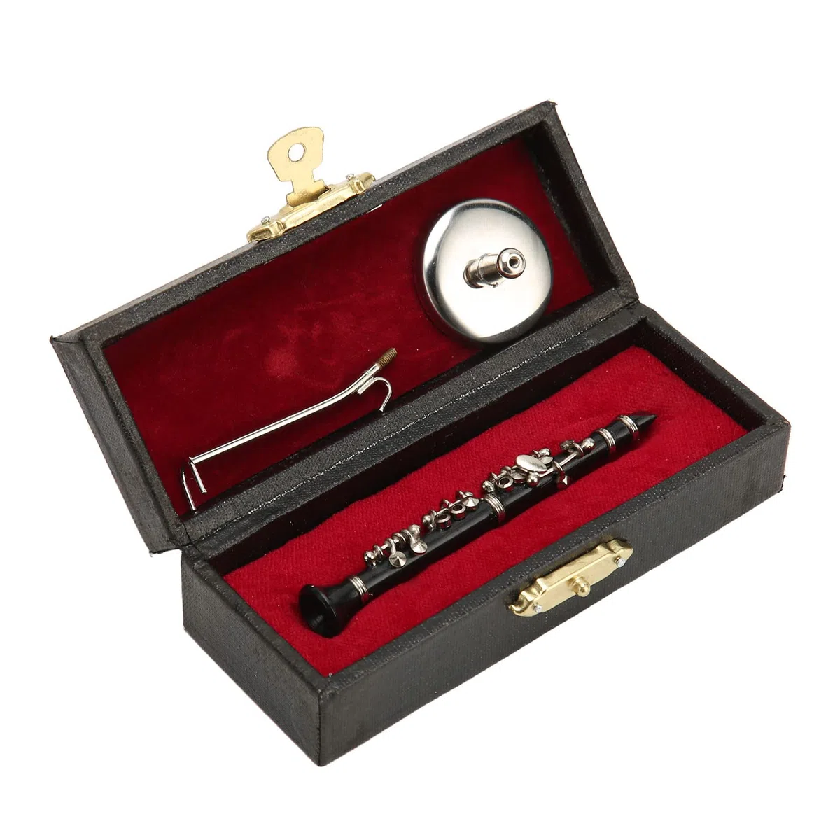Miniatur Klarinette mit Ständer und Koffer, Miniatur Klarinette in Schwarz, Musikinstrument, Klarinettenmodell mit Box für Puppenhausmusik, Raumdekoration