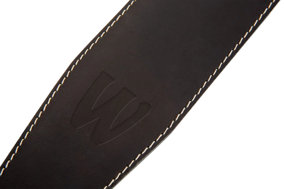Warwick Teambuilt Genuine Leather Bass Strap - Black, Blind Embossing