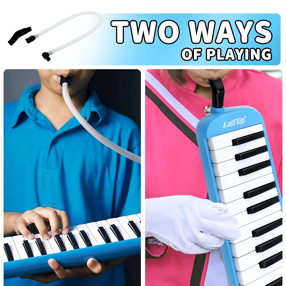 East top 32-Tasten Melodica, Professioneller Mund Melodica Keyboard Orgel, Blau