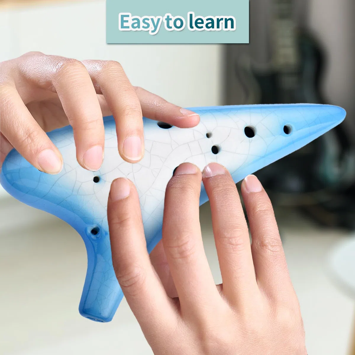 AFE 12 Loch Alto C Okarina Keramik Ocarina mit einer schützenden Tasche und Songbooks Gradient Blue