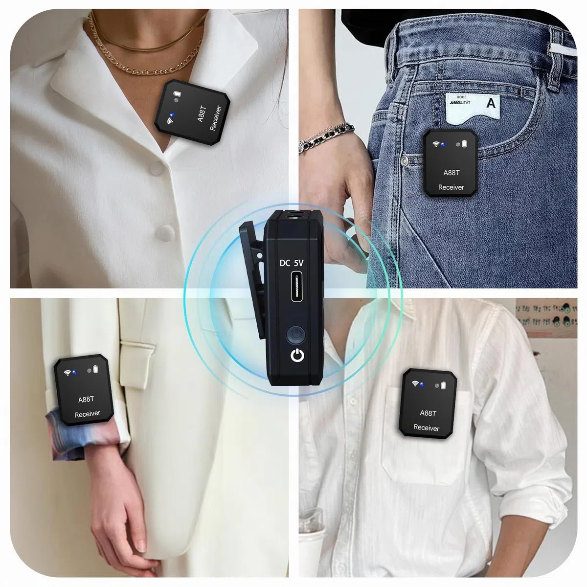 Wireless in Ear Monitor System 2.4GHz Wireless IEM System with Transmitter, Clip on Receiver Auto-Pairing in-Ear Monitoring for Studio, Guitar, DJ, Live Performance