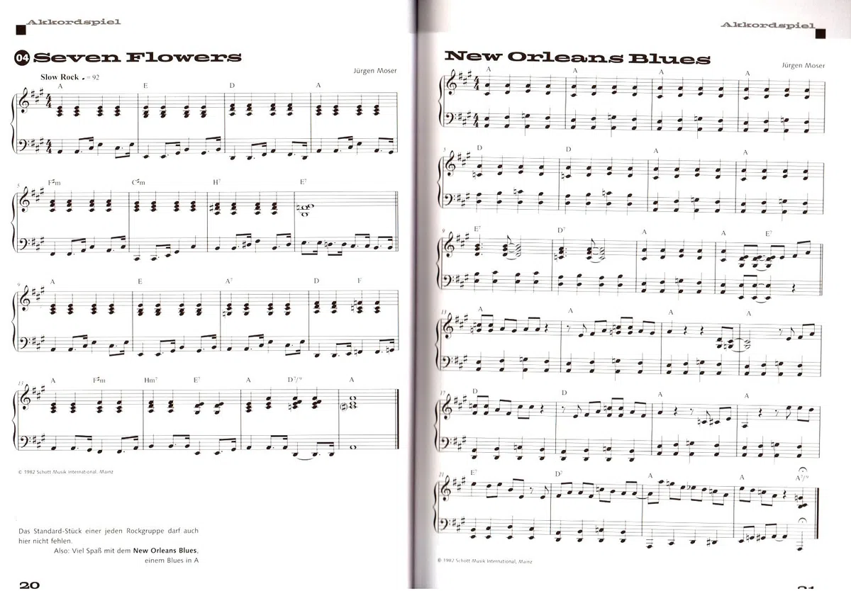 Rock Piano Bande 1 de Jürgen Moser - Bases du clavier de jeu dans le Pop et Rock - professionnelle avec et coloré Cœur Note Pince