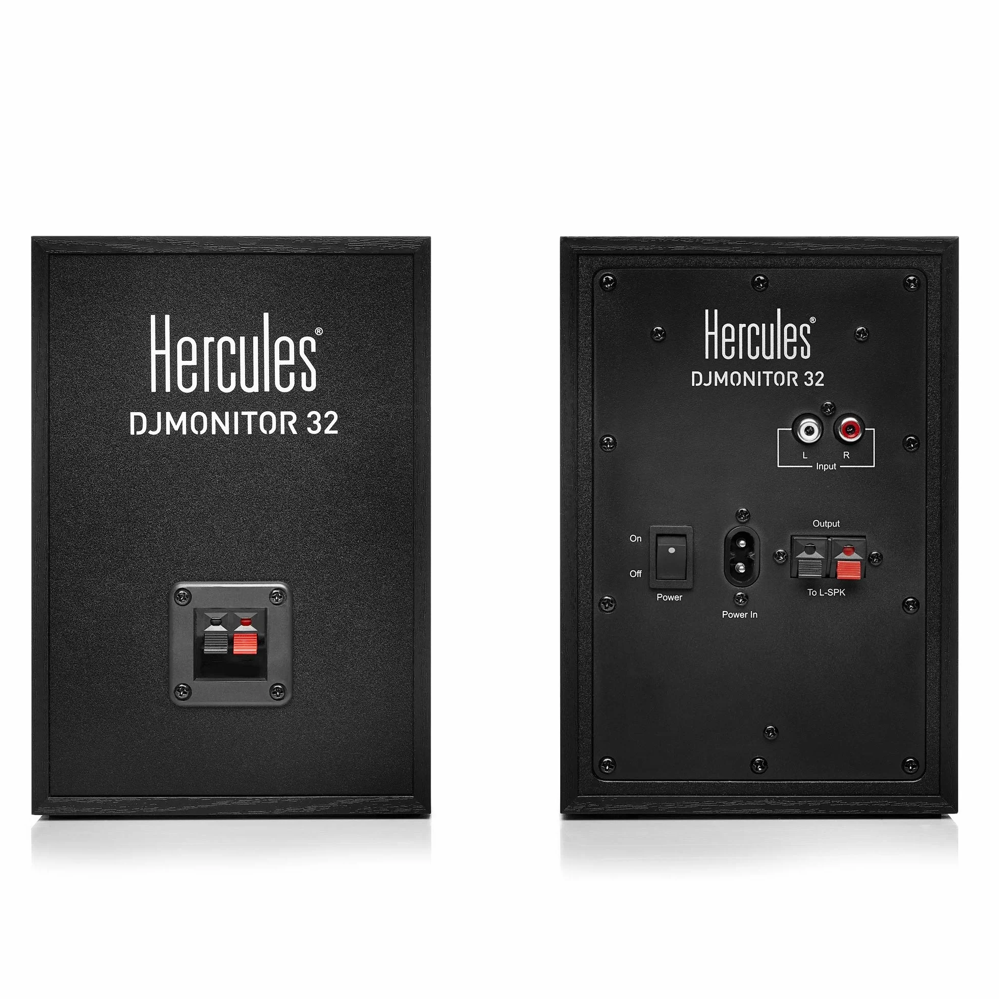 Hercules DJSpeaker 32 Party - 2 x 15 Watt RMS Aktive Monitor Lautsprecher mit eingebauten Lichteffekten, Schwarz