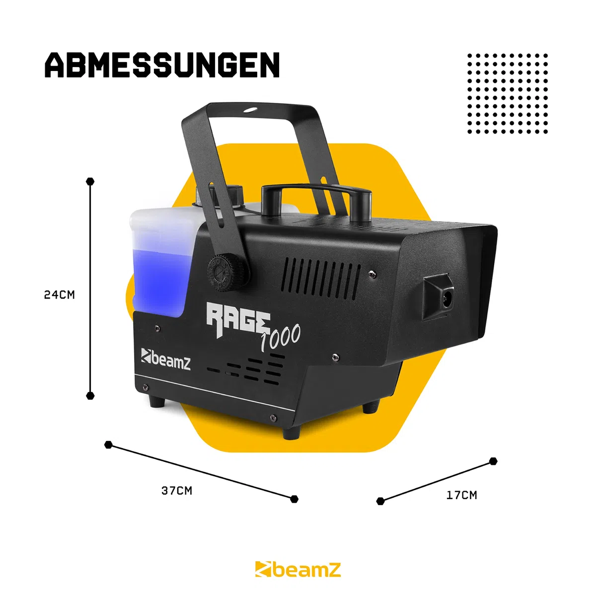 BeamZ RAGE1000 Nebelmaschine mit Flüssigkeit, 5 Liter Inkl., 1000 Watt Fogger, 2x Fernbedienung, Smoke Machine mit 2L Tank, Fog Machine für Party, Hochzeit, Events, Halloween