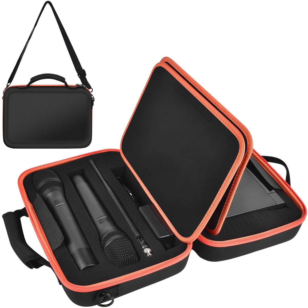 ANKHOH Drahtlose Mikrofonhülle für JBL zum Singen für TONOR für Shure für Bietrun für ALPOWL Zwei Mikrofonsystem DIY Schaumstoff Passt für Verschiedene Größen Mikrofon (Nur Box) (orange)