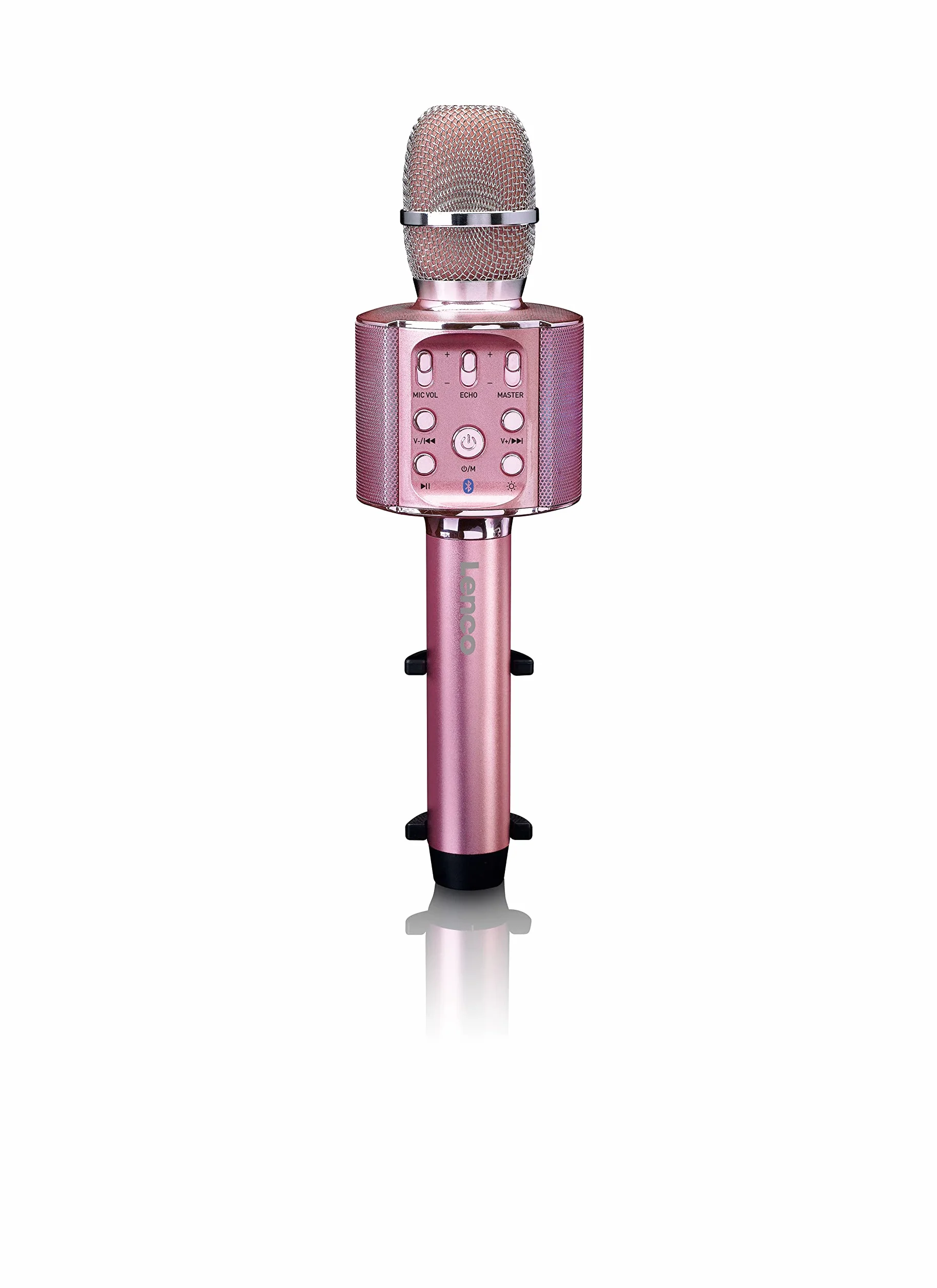 Lenco BMC-090PK - Karaoke Maschine Kinder - Karaoke Mikrofon Kinder | BMC-090 - Bluetooth V4.2 - Smartphone-Halterung - 5 Watt RMS - Lichteffekte - 1200mAh Akku