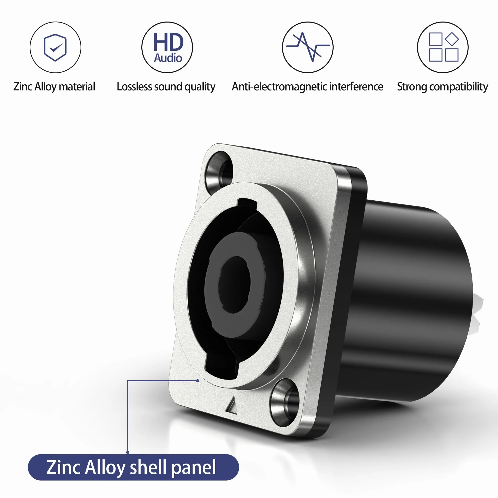 4Sets Speakon Adapter Speakon Stecker und Buchse Metall Panel Twist Lock Kompatibel mit Neutrik Speakon NL4MP, NL4MPR, NL4FC, NL4FX, NLT4X, NL4 Serie, NL2FC