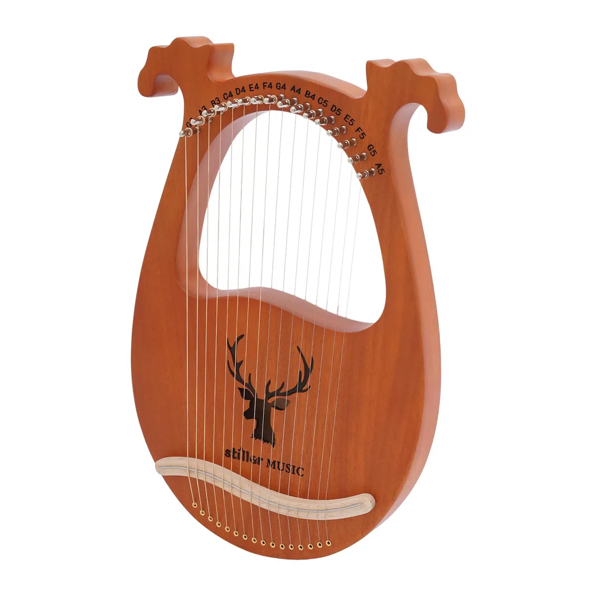 Lyre Harp Harfe aus massivem Mahagoni, Lyra Harfen 16 Metall saiten - Daumenklavier mit Stimmtasten und Paddles,l für Kinder und Erwachsene Musik Liebhaber AnfäNger (Holzfarbe)
