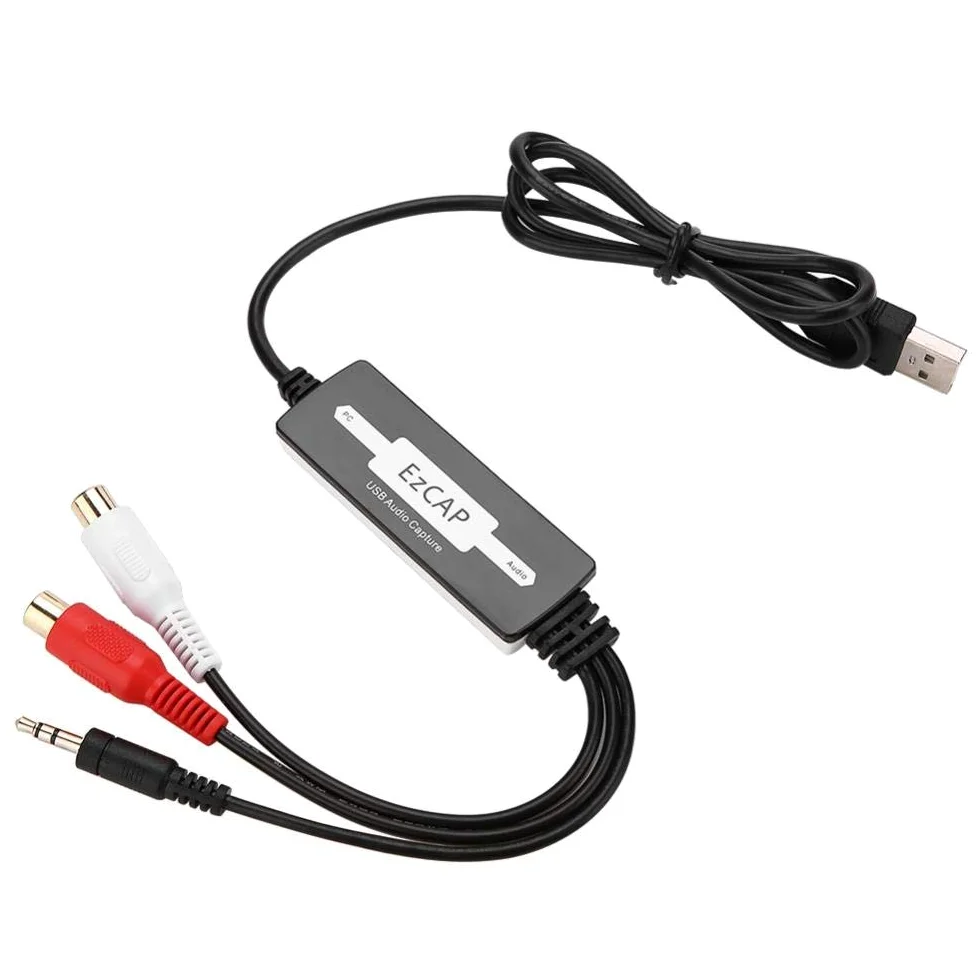 USB Audio Capture Card Audio Sound Grabber Recorder für Plattenspieler Kassetten auf MP3/WAV, Zweikanal-Stereo-Audio