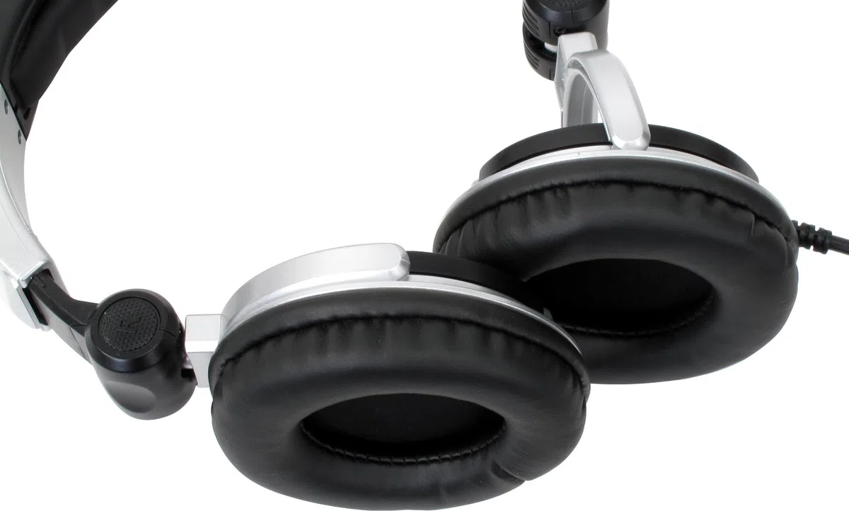 Pronomic KDJ-1000 DJ-Kopfhörer - Außenschallisolierung dynamischer Kopfhörer - kabelgebundener Studio-Kopfhörer (107 db SPL, 3,5 m Kabel, Verstellbarer Kopfbügel, inkl. Adapter) - Silber/schwarz