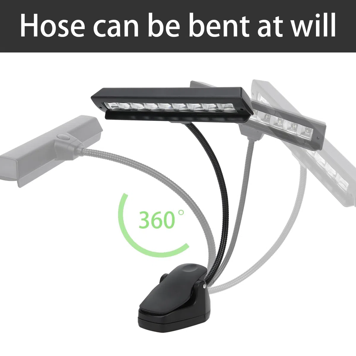 LiebeWH Notenpultleuchte LED Clip-On Notenpultleuchte Verstellbarer Hals Professionelle USB-Notenpultlampe