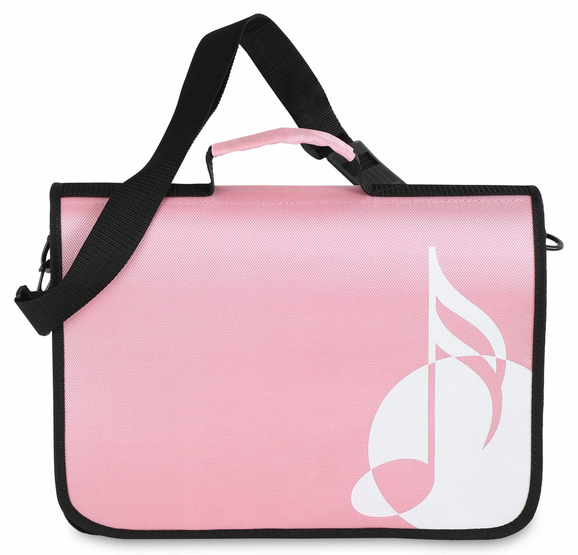 Classic Cantabile Notentasche - Tasche für Musikunterricht und Musikalische Früherziehung - Für Noten im DIN- und US-Format - Schultergurt - Innenfächer für Utensilien - Musik-Design - rosa