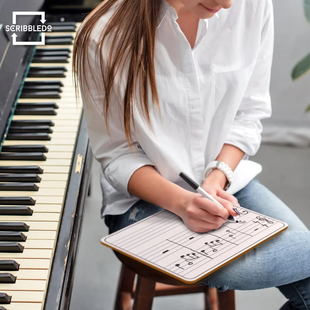 2 Pack Dry Erase Music Staff Lap Whiteboard 9"X12" l Write Musical Notes and More (Double Sided White Board)