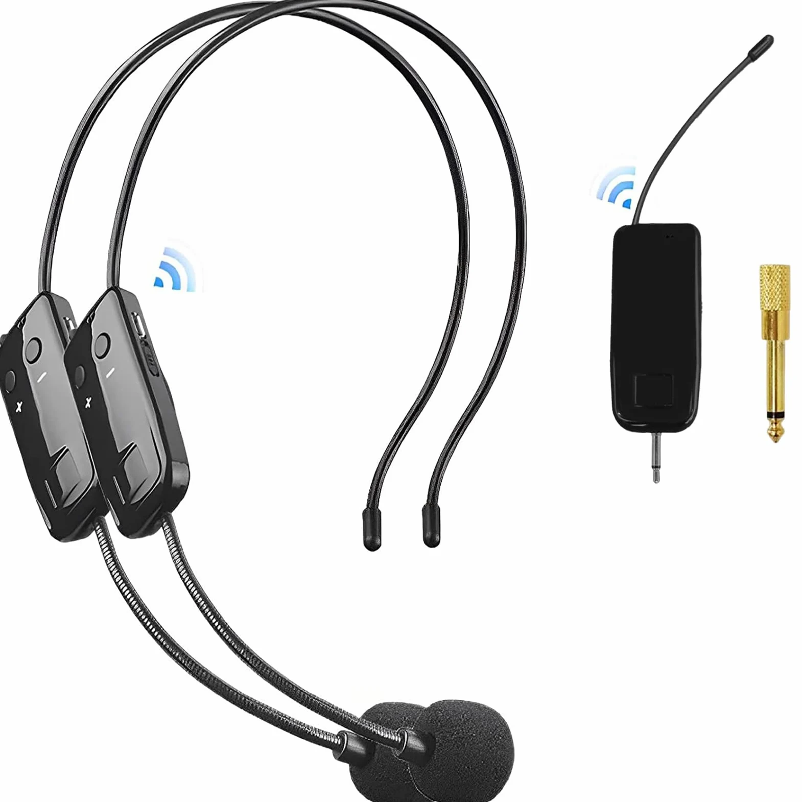 Headset Mikrofon Kabellos,Wireless UHF Mikrofon Professionell 50M Stabile Übertragung, Kopfmikrofon und Handheld 2 in 1 für Fitnesstrainer Lehrer, Singen, Verstärker, PA System