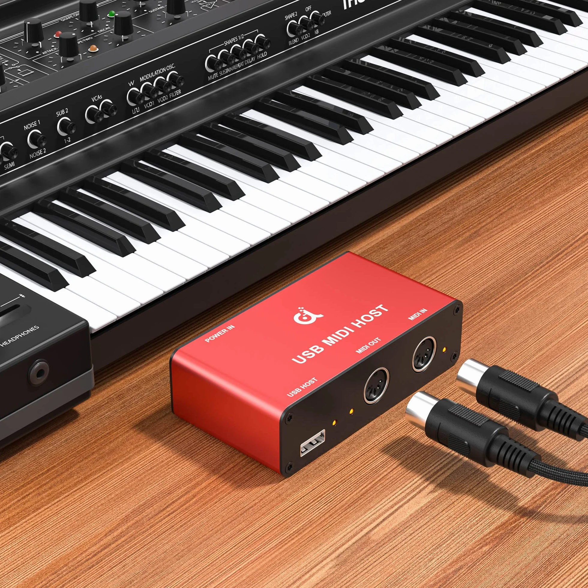 DigitalLife BridgeCore-Serie | Eigenständige USB-MIDI-Host-Bridge-Box, 1-in/1-Out, 5-PIN DIN-Anschluss, LED, Metall – für Einsteiger, Studiomusiker und Live-Performer 【Rot, Gebraucht – Neuwertig】