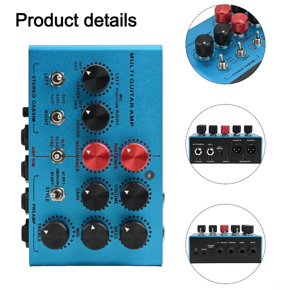 Für MOSKYAUDIO Multi-Effects Gitarrenverstärker Simulator Pedal mit Stereo Cab Simulation, Für FX Loop Station & TRS DI Output, Kompakter Elektrischer Vorverstärker Prozessor für Kopfhörer-Übung