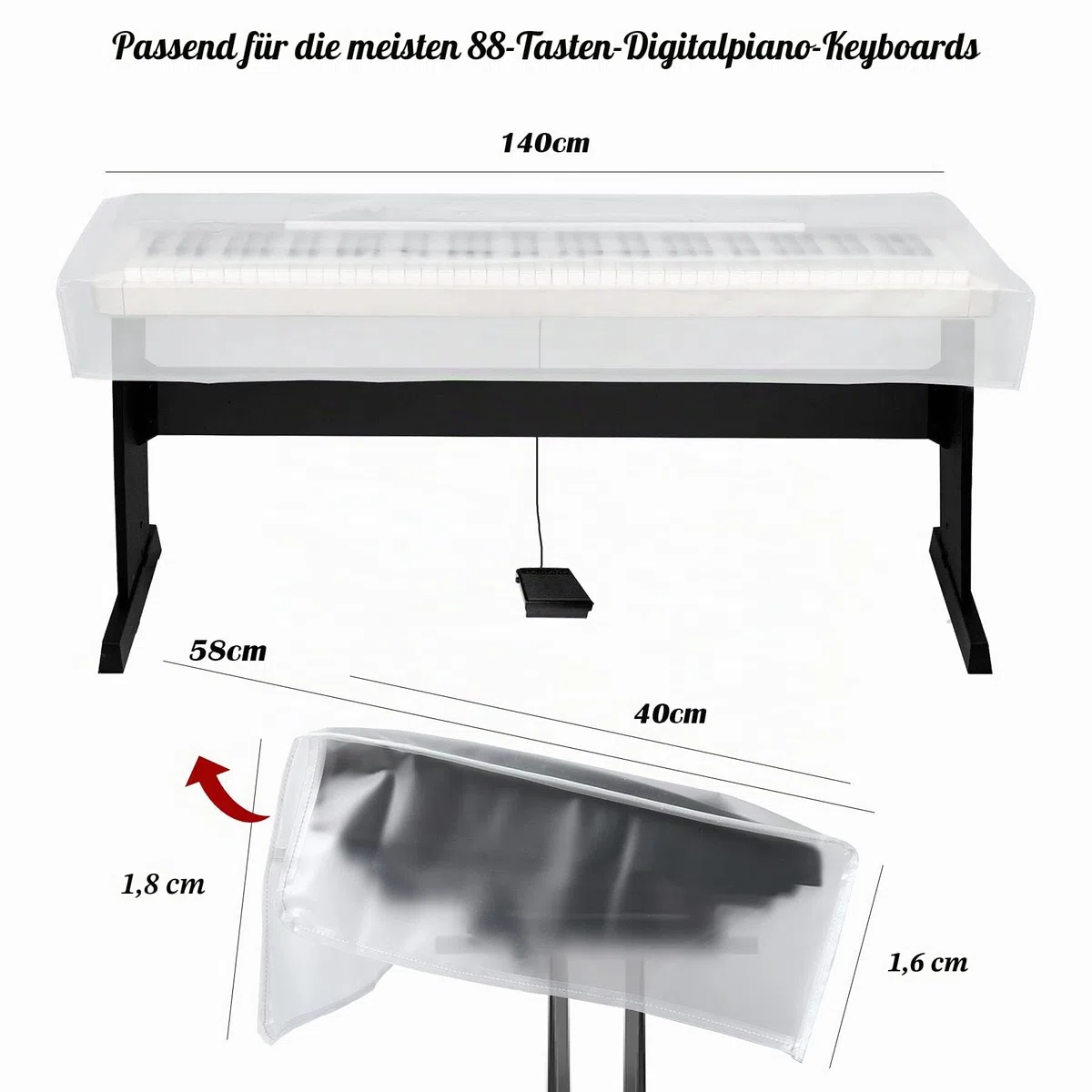 LIGICKY Klavier Tastaturabdeckung für 88 Tastatur Piano Staubschutz, Elektronische Klavier Staub Abdeckung Schutz für Klaviertastatur Klavierschule Keyboard Ständer, Transparentem und Mattiertem