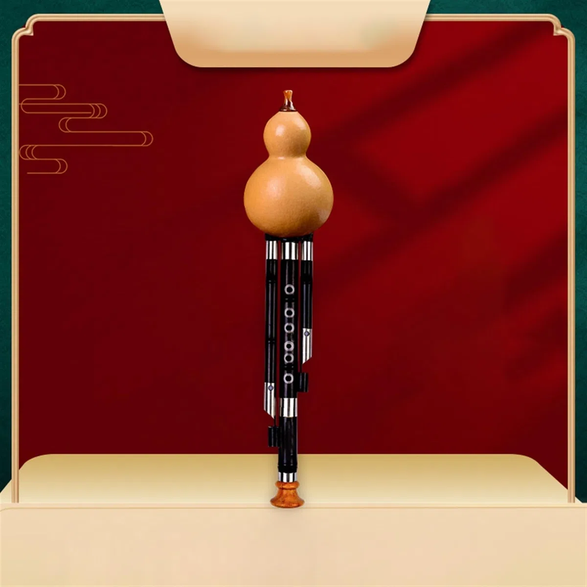 Hulusi-Flöte Ebenholz-Loch-Intarsien-Kürbisflöte, Leistungsstarkes Ethnisches Musikinstrument, Kürbisflöte Mit Aufbewahrungskoffer (Color : F key)