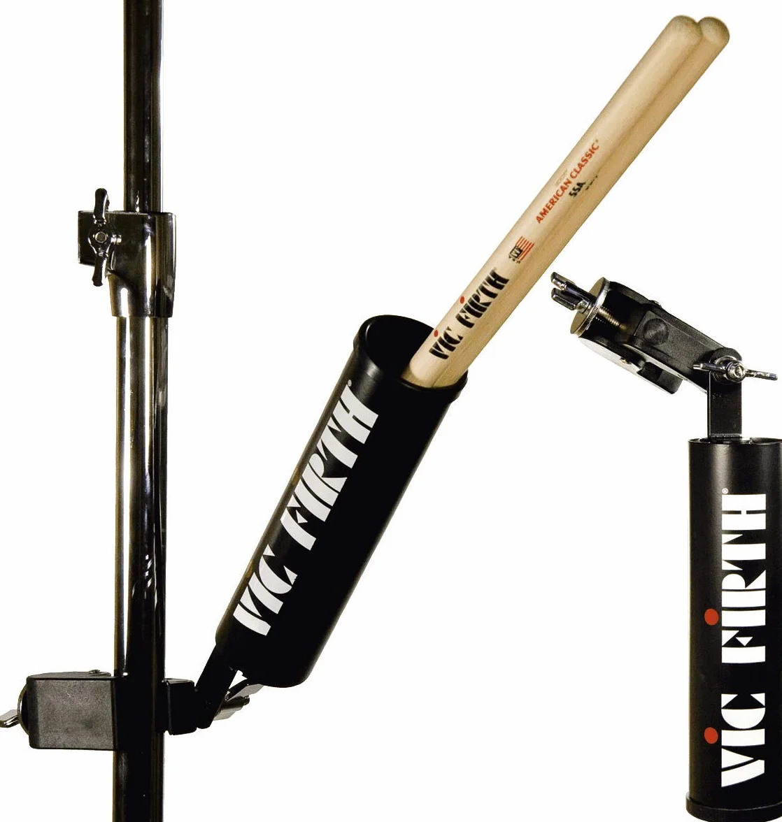 Vic Firth Steel Stick Caddy Stick Holder with Clamp - Black with Logo