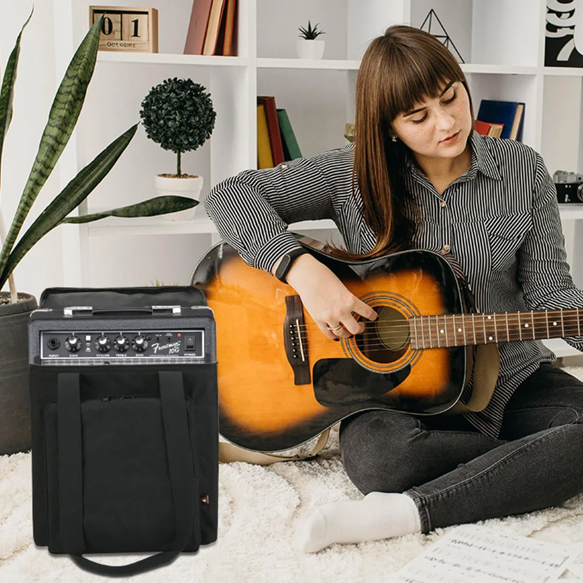 Tragbare Gitarren-Verstärker-Tasche für 10G mit zwei Tragegurten und Schulter, Farbe 1, 29x28x17cm
