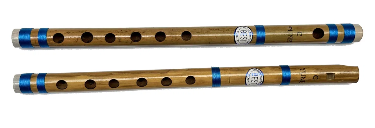 Bansuri-Flöten aus Bambus, indische Vansali-Flöten, Konzertflöten für Anfänger und Profis, Normaltonleiter C-Dur, 33 cm, Blockflöte und Querflöte im Set