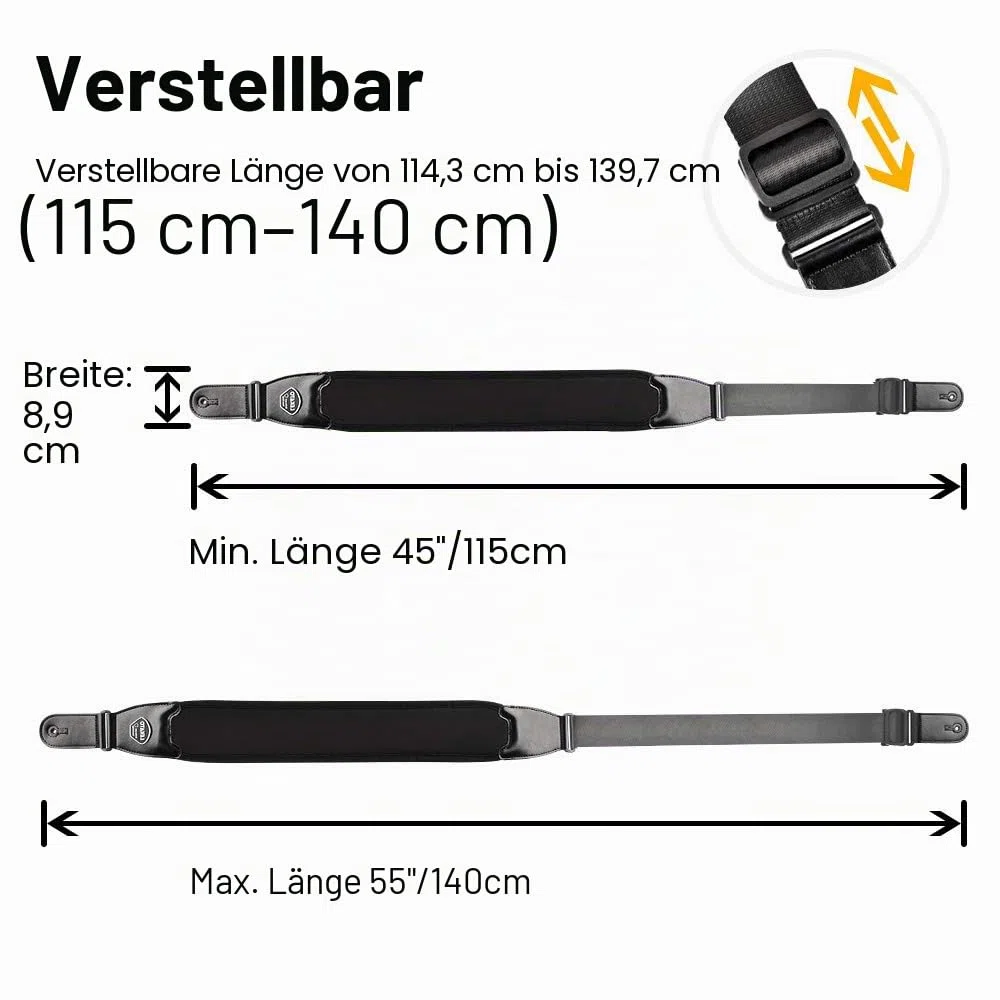 LEKATO 3D Filling Sponge Gitarrengurt für Bass und E-Gitarre, 8,9 cm breites Neopren-Pad, verstellbarer Schultergurt von 45 bis 55 Zoll mit Plektren und Sicherheitsgurtschlössern