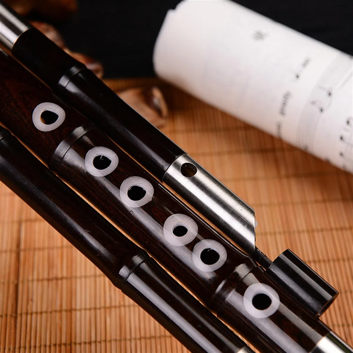 Hulusi-Flöte Ebenholz-Loch-Intarsien-Kürbisflöte, Leistungsstarkes Ethnisches Musikinstrument, Kürbisflöte Mit Aufbewahrungskoffer (Color : F key)