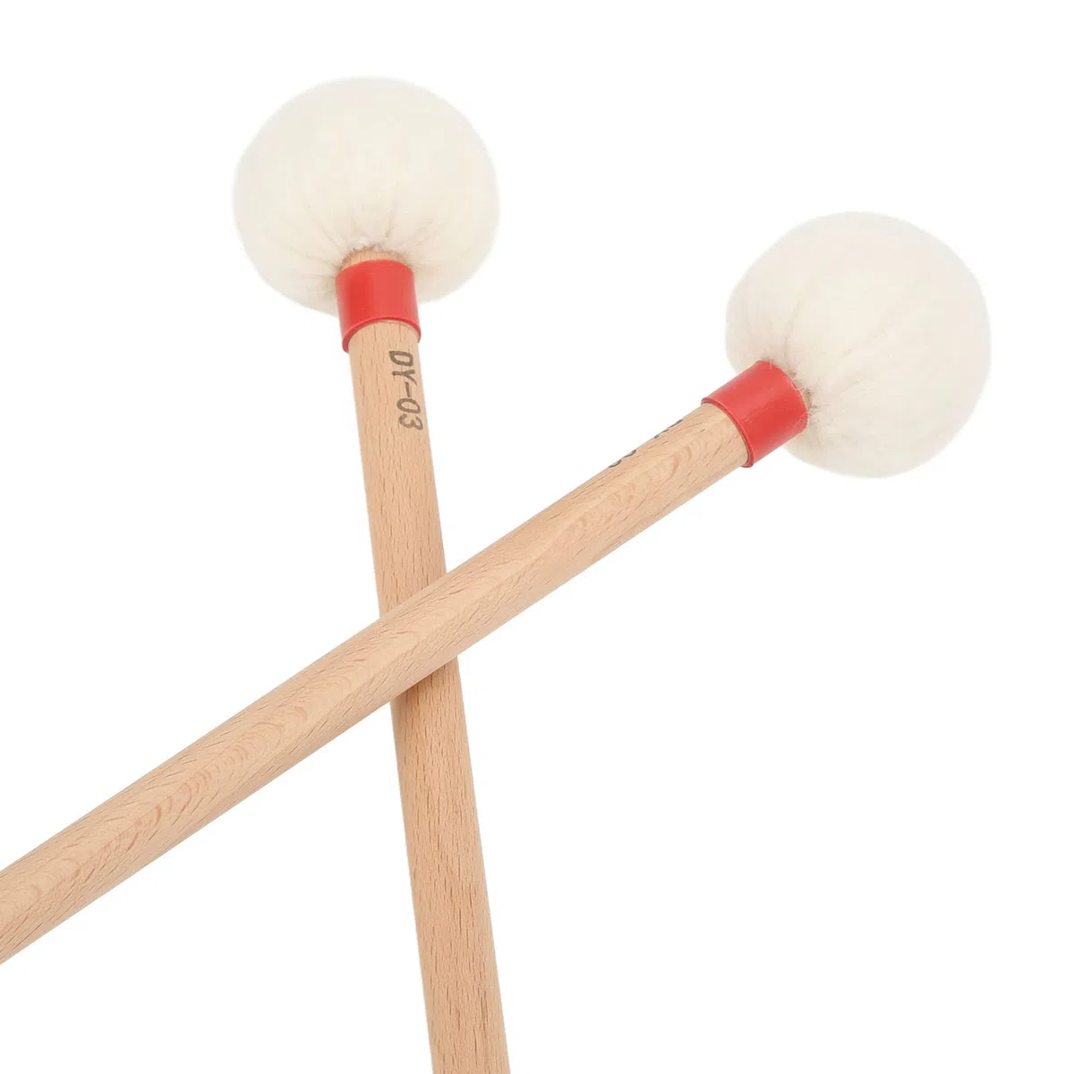2 Stück Trommelschlägel Filzschlägel Sticks Ahorngriff Holzschlägel Percussion Sticks für Bassdrums Pauken Snaredrums(rot)