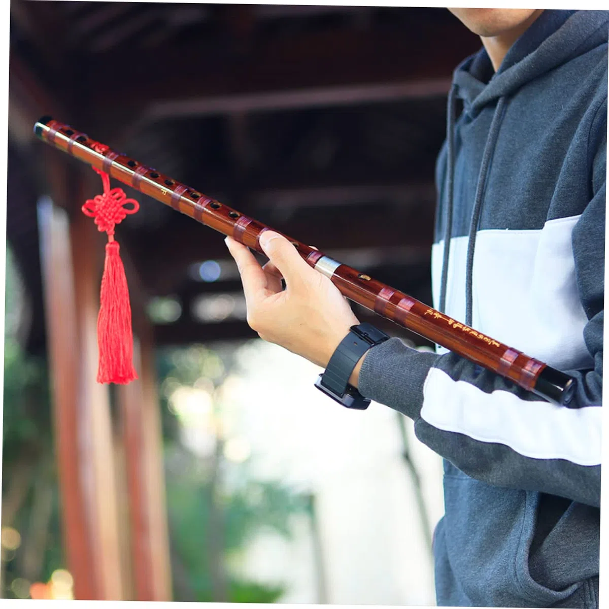 ibasenice Bambusflöte Traditionell Handgefertigt Chinesisches Musikinstrument mit Membranenschutz für Anfänger und Studenten
