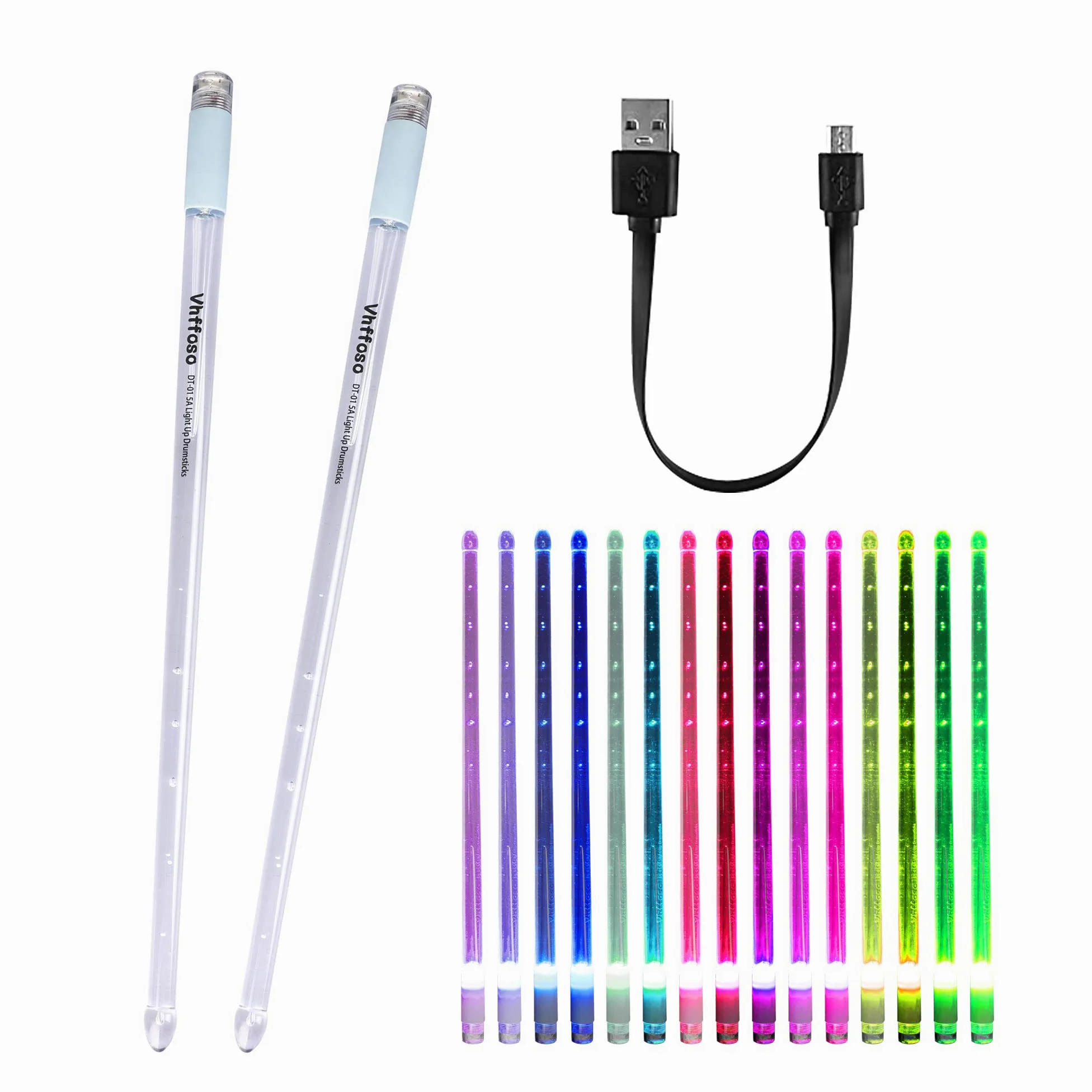 15 Farben LED Leuchten Trommelstock 5A, Beleuchtete Drumsticks
