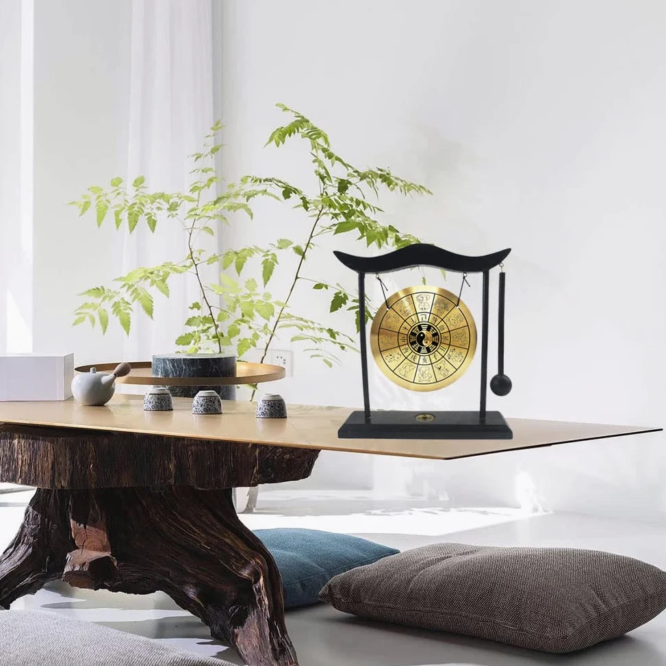 Hooshing Zen Art Feng Shui Tisch-Gong aus Messing mit Ständer, asiatische Dekoration für Zuhause, Büro, chinesische Sternzeichen