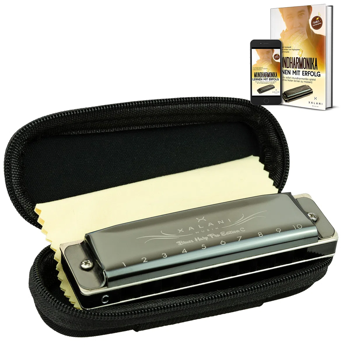Mundharmonika inkl. Soft Case und Pflegetuch I Bonus: E-Book gratis I C-Dur