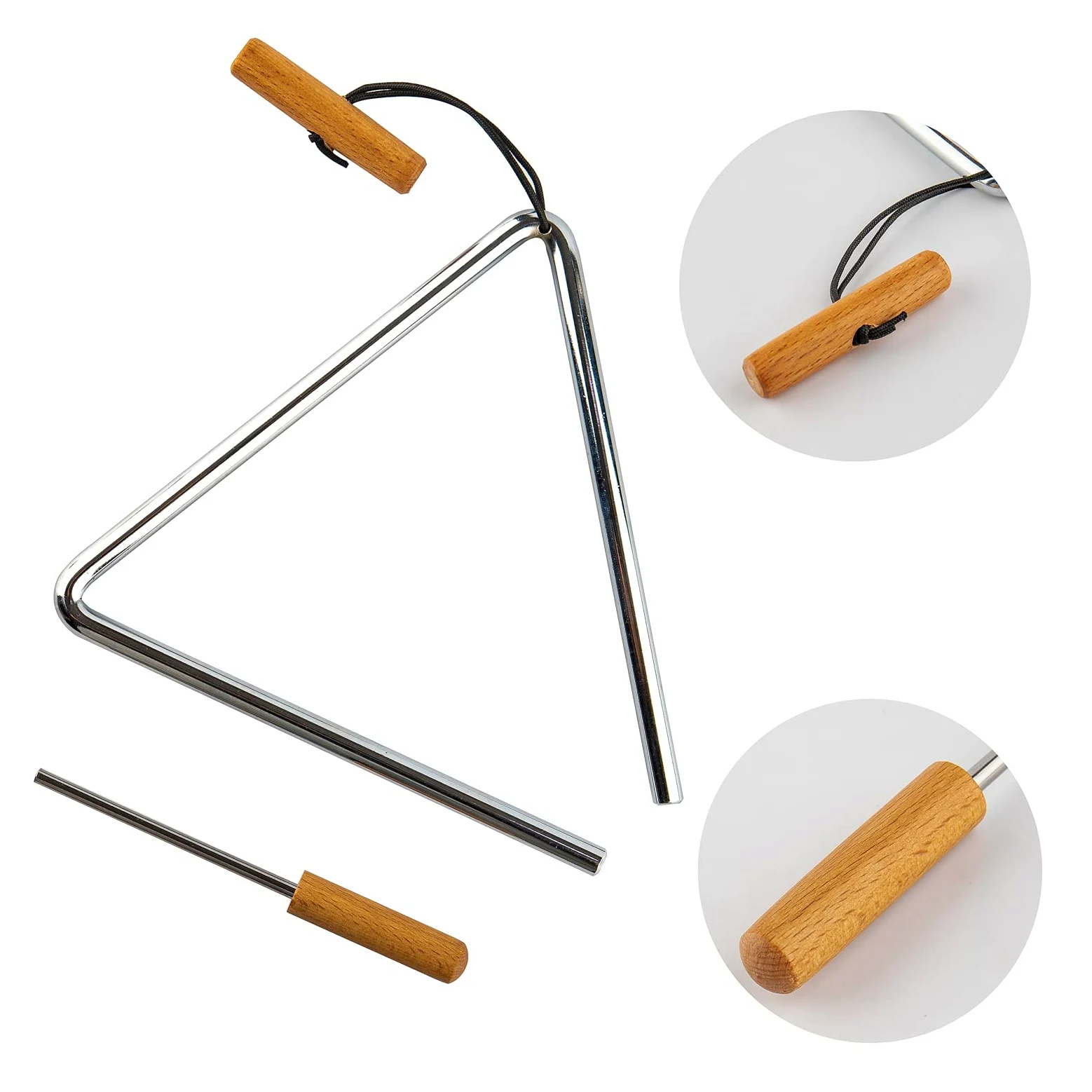 Dreieckige Handpercussion mit Schläger, Rhythmus-Stahldreiecke, Musikinstrument (20,3 cm)