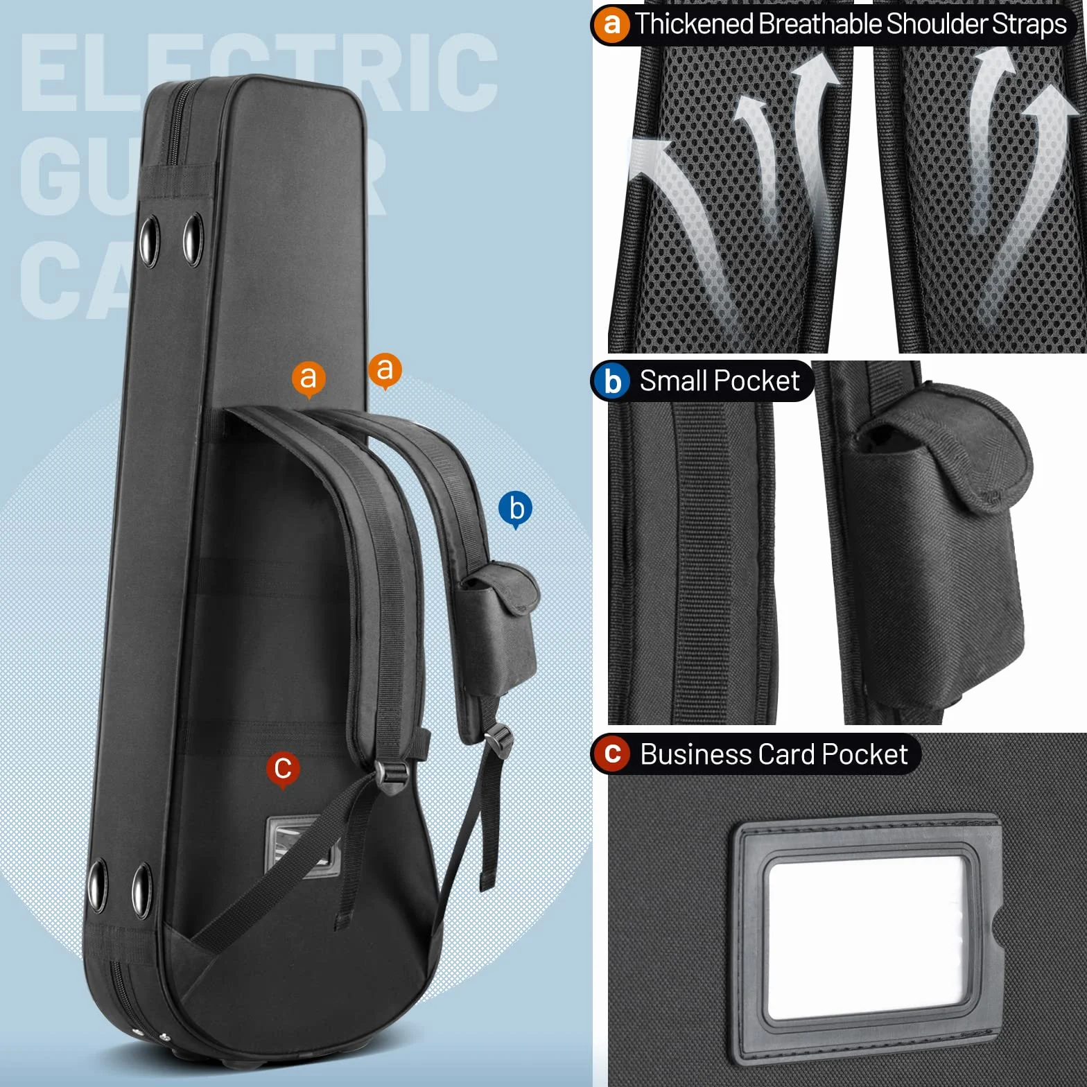 CAHAYA E-Gitarren-Koffer Hardshell 25 mm Dicke Polsterung Wasserdichtes PU-Design Einfache Reinigung, geeignet für 40 Zoll E-Gitarre CY0300