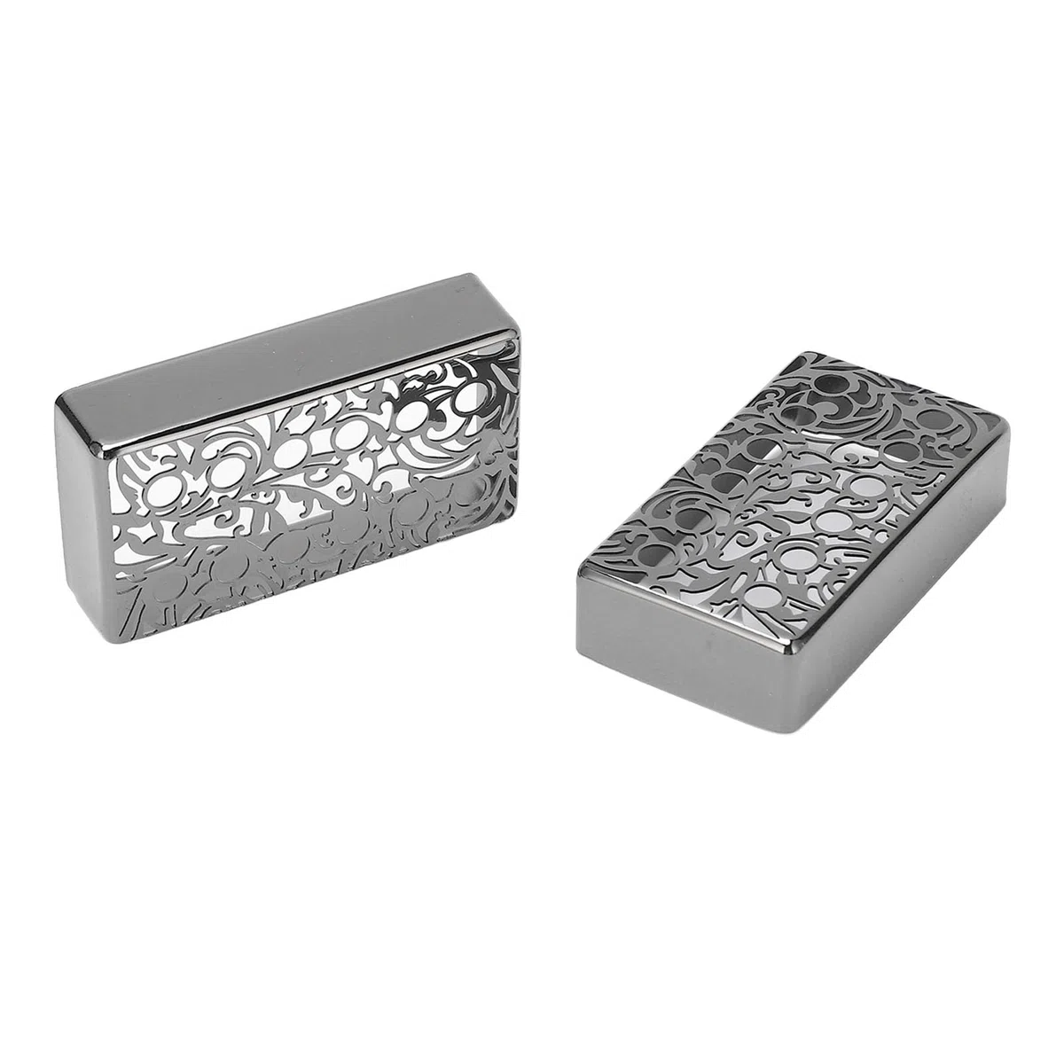 Walfront 2 Stück 12-Loch-Humbucker-Gitarren-Tonabnehmer-Abdeckung, E-Gitarren-Ersatzteile, Hals-Steg-Tonabnehmer-Abdeckungen, Verchromtes Muster