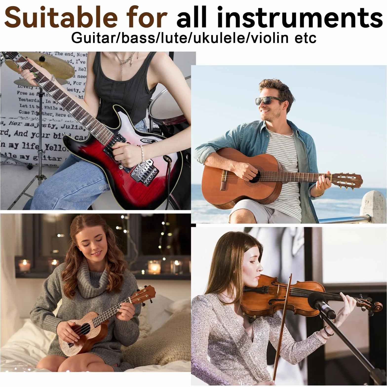SUNOYA Gitarrenständer, faltbarer Gitarrenständer, Holz mit rutschfester Gummi, für E-Gitarre, Akustik, Bass, Klassik, Ukulele