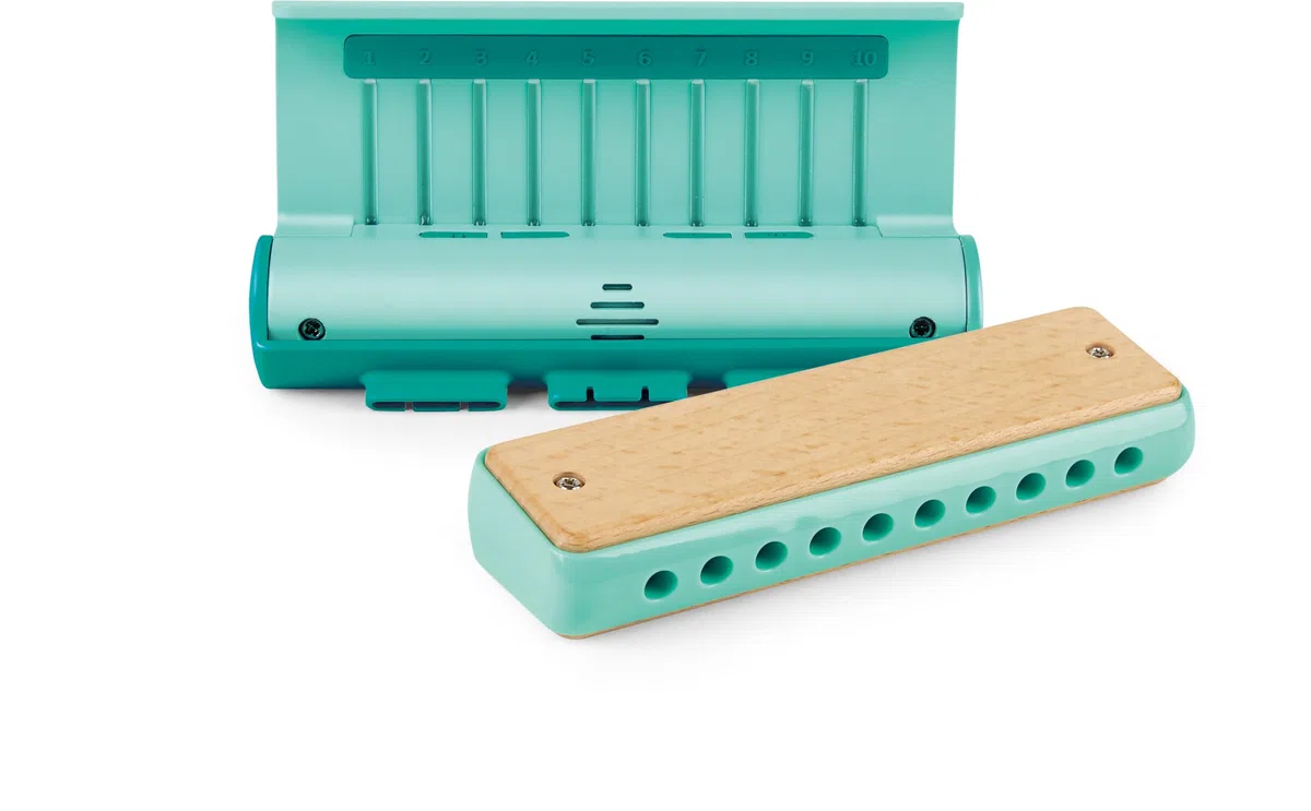 Hape Leuchtende Lern-Harmonica - Mundharmonika Musikspielzeug mit Licht für Kinder, Lerninstrument, fördert musikalische Früherziehung, Rhythmus, Motorik und Kreativität, für Kinder ab 3 Jahren